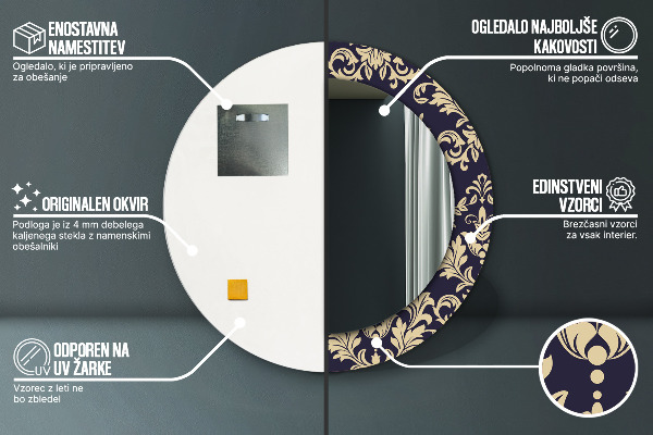 Specchio tondo decoro Pattern floreale