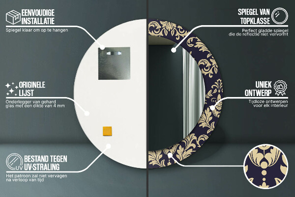 Specchio tondo decoro Pattern floreale