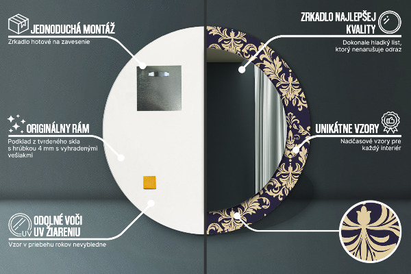 Specchio tondo decoro Pattern floreale