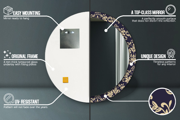 Specchio tondo decoro Pattern floreale