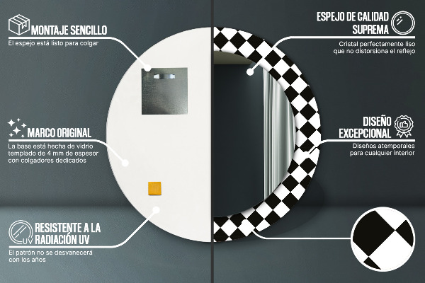 Specchio tondo decoro Scacchi da scrivania