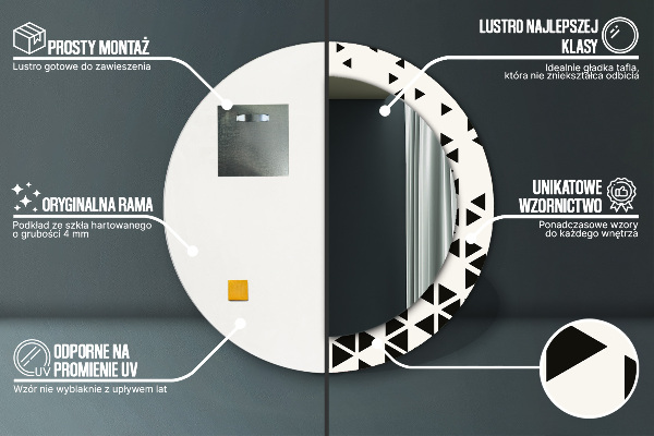 Specchio tondo decoro Geometrico astratto