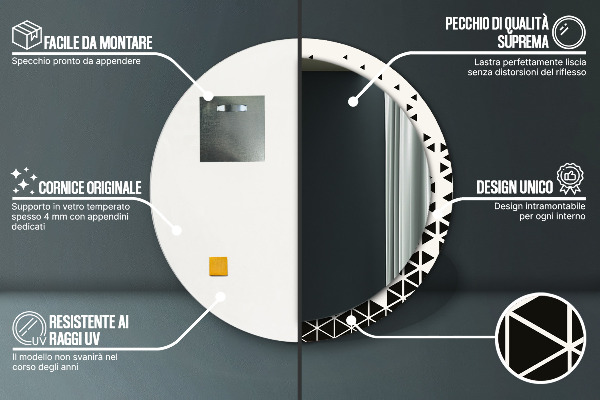 Specchio tondo decoro Geometrico astratto