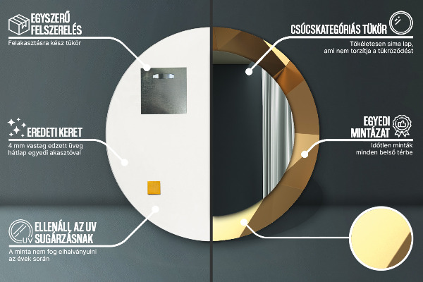 Specchio tondo decoro Astrazione d'oro