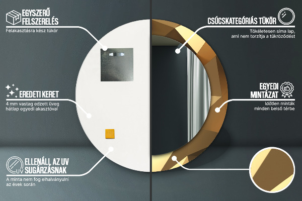 Specchio tondo decoro Astrazione d'oro