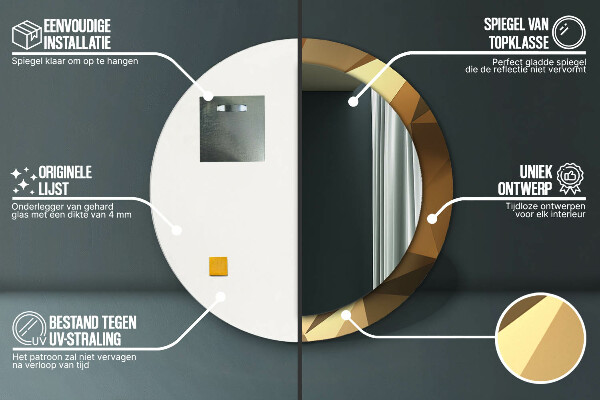 Specchio tondo decoro Astrazione d'oro