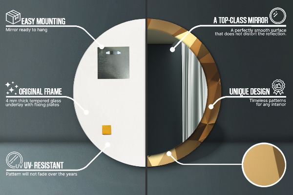 Specchio tondo decoro Astrazione d'oro