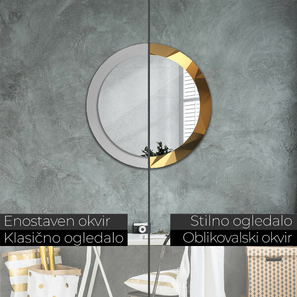 Specchio tondo decoro Astrazione d'oro