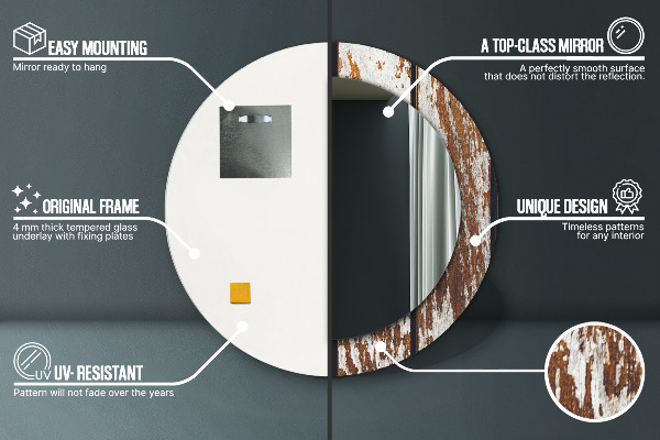 Specchio tondo decoro Legno scuro vintage