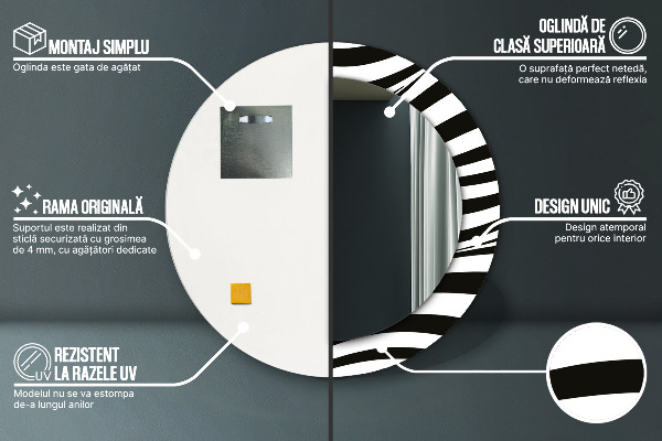 Specchio tondo decoro Onda astratta
