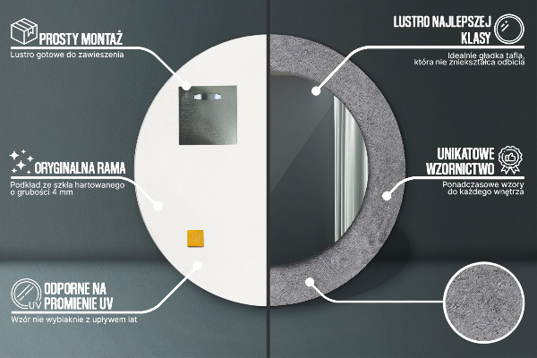 Specchio tondo stampato Trama concreta