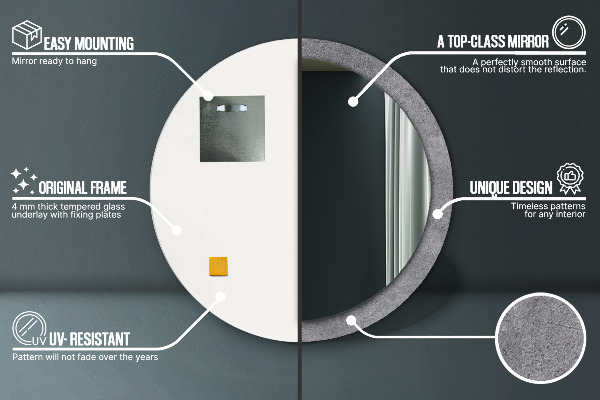 Specchio tondo stampato Trama concreta