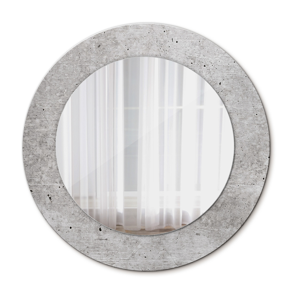 Specchio tondo stampato Cemento grigio