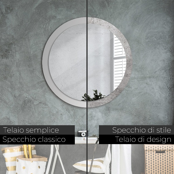 Specchio tondo stampato Cemento grigio