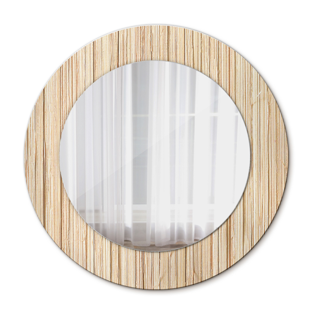 Specchio tondo stampato Paglia di bambù