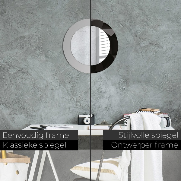 Specchio tondo stampato Black astratto
