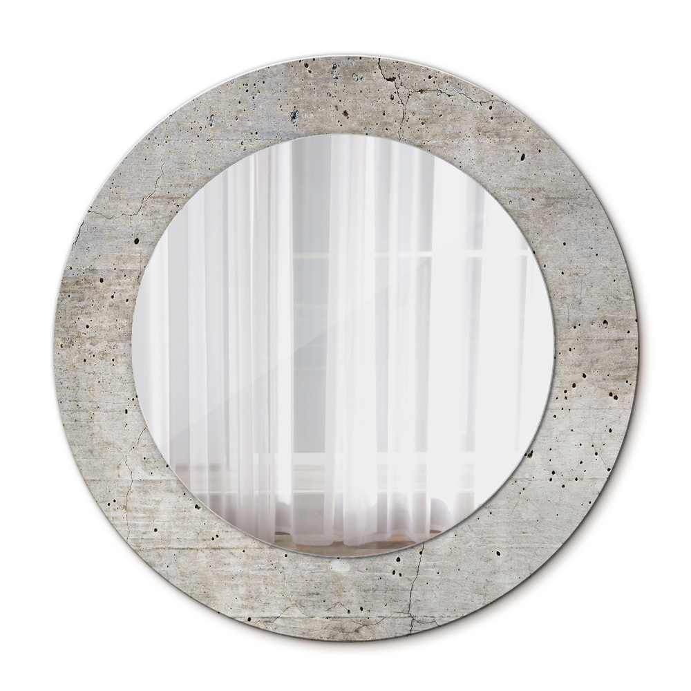 Specchio tondo stampato Cemento grigio