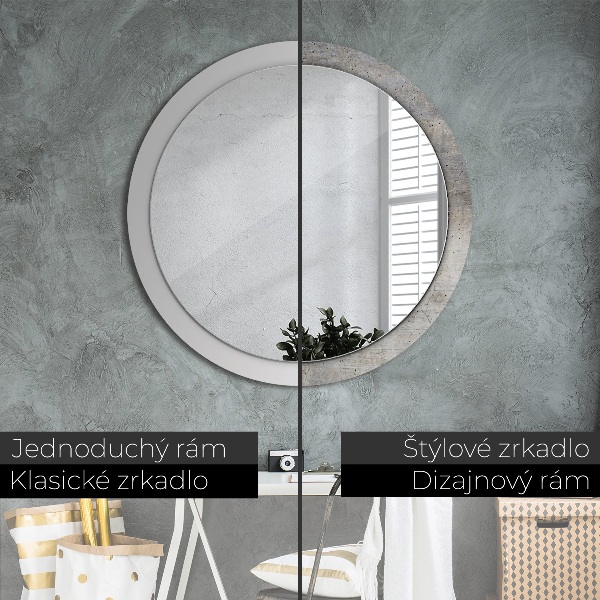 Specchio tondo stampato Cemento grigio