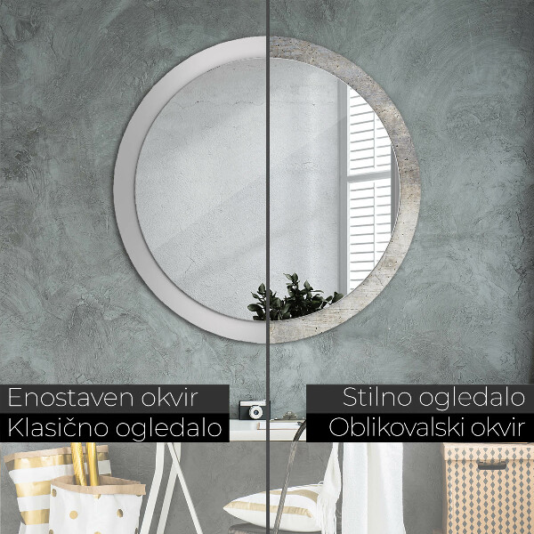 Specchio tondo stampato Cemento grigio