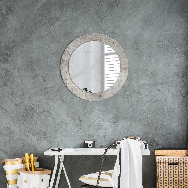 Specchio tondo stampato Cemento grigio