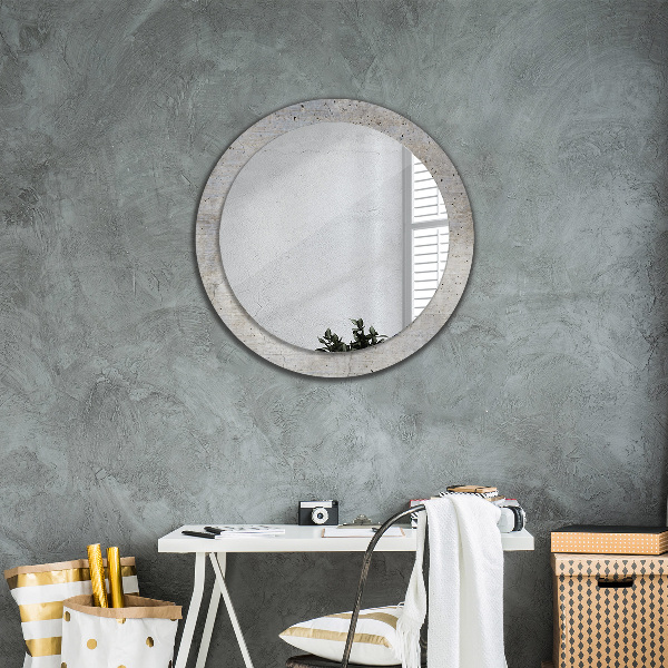 Specchio tondo stampato Cemento grigio
