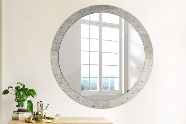 Specchio tondo stampato Cemento grigio