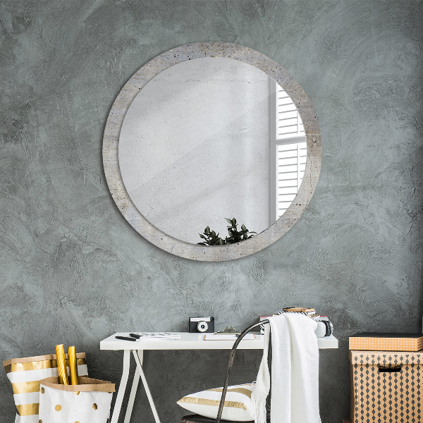 Specchio tondo stampato Cemento grigio