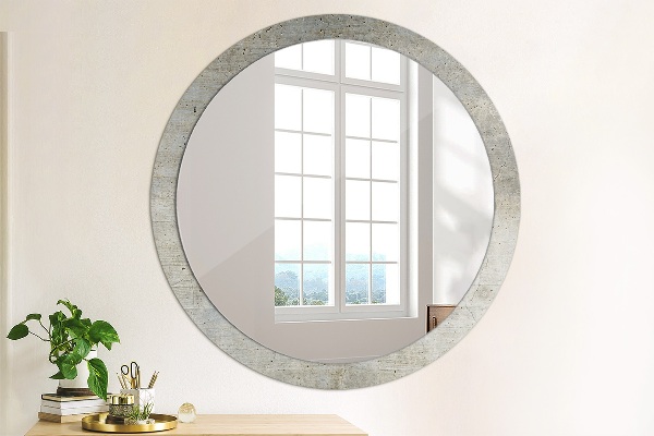 Specchio tondo stampato Cemento grigio
