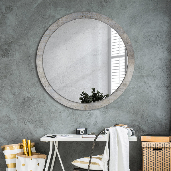 Specchio tondo stampato Cemento grigio