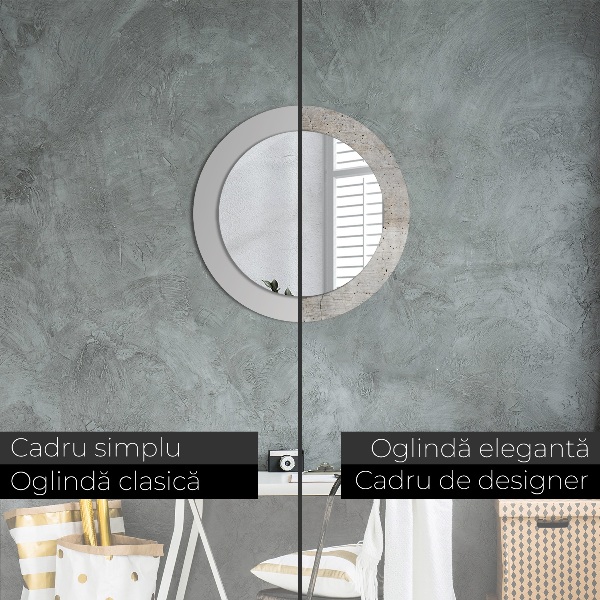 Specchio tondo stampato Cemento grigio