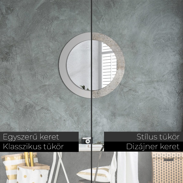 Specchio tondo stampato Cemento grigio