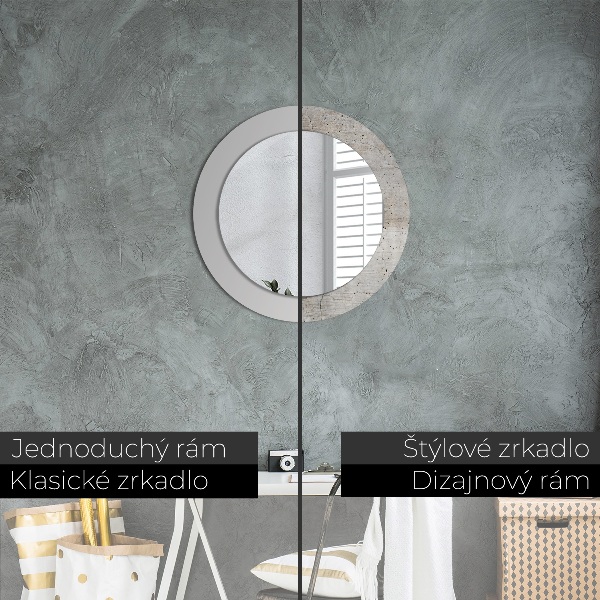 Specchio tondo stampato Cemento grigio
