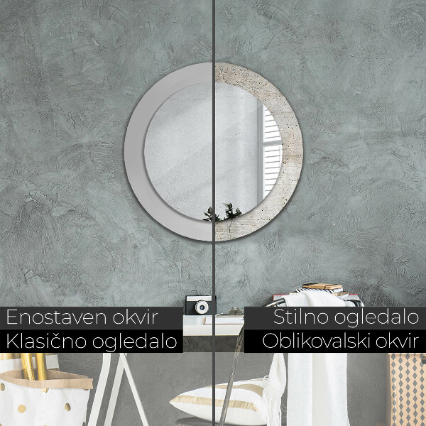 Specchio tondo stampato Cemento grigio