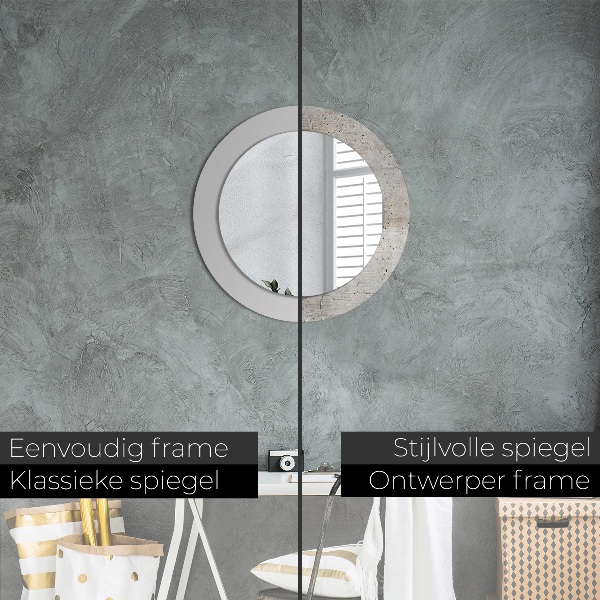 Specchio tondo stampato Cemento grigio