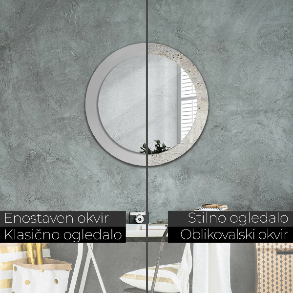 Specchio tondo stampato Cemento grigio