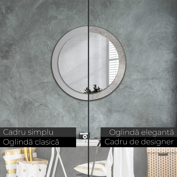 Specchio tondo stampato Cemento grigio