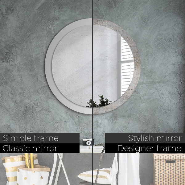 Specchio tondo stampato Cemento grigio