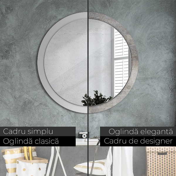 Specchio tondo stampato Cemento grigio