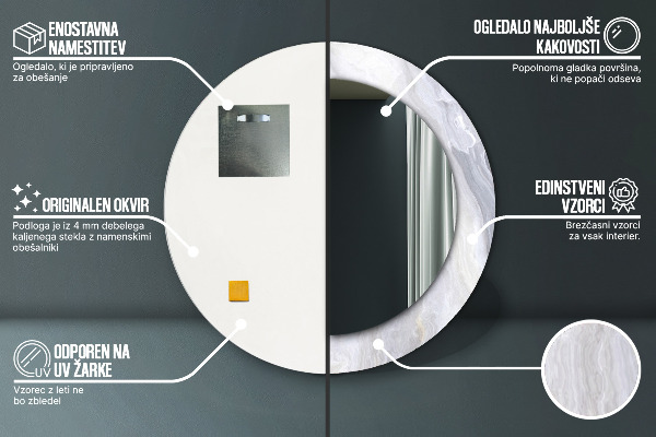 Specchio tondo decoro Marmo astratto