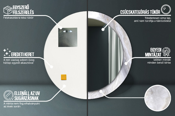 Specchio tondo decoro Marmo astratto