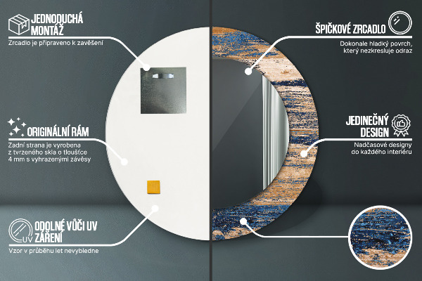 Specchio tondo decoro Legno astratto