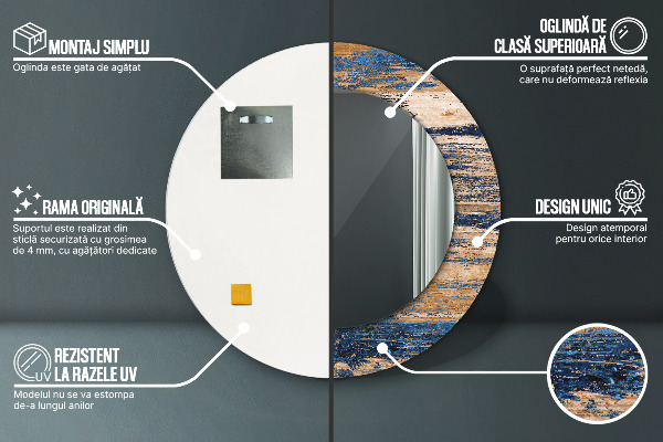 Specchio tondo decoro Legno astratto