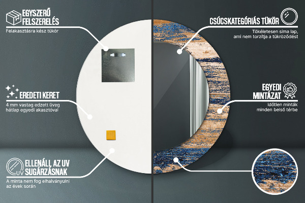 Specchio tondo decoro Legno astratto