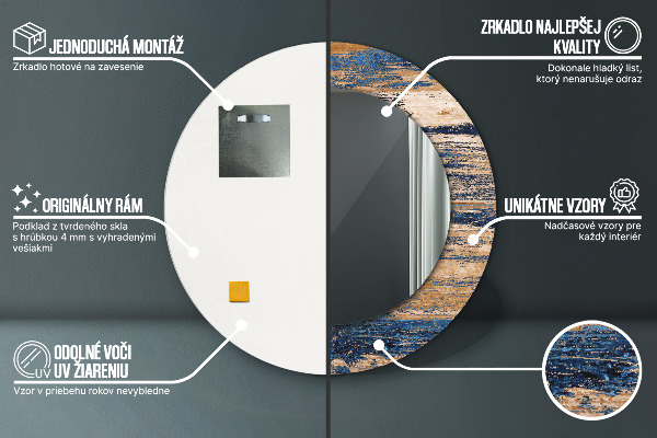 Specchio tondo decoro Legno astratto