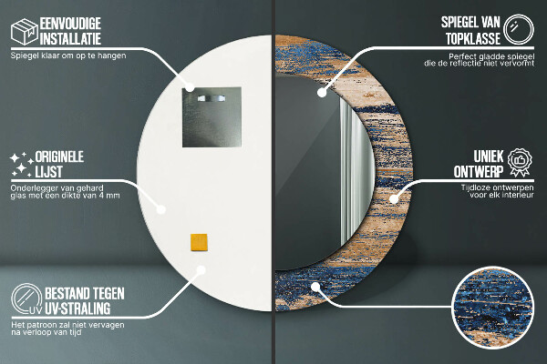 Specchio tondo decoro Legno astratto