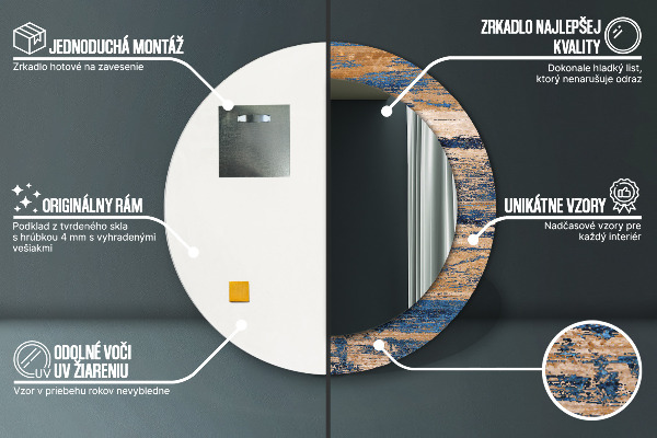 Specchio tondo decoro Legno astratto