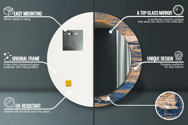 Specchio tondo decoro Legno astratto