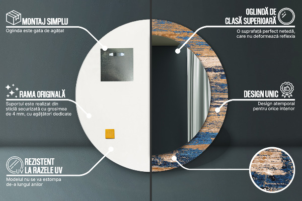 Specchio tondo decoro Legno astratto