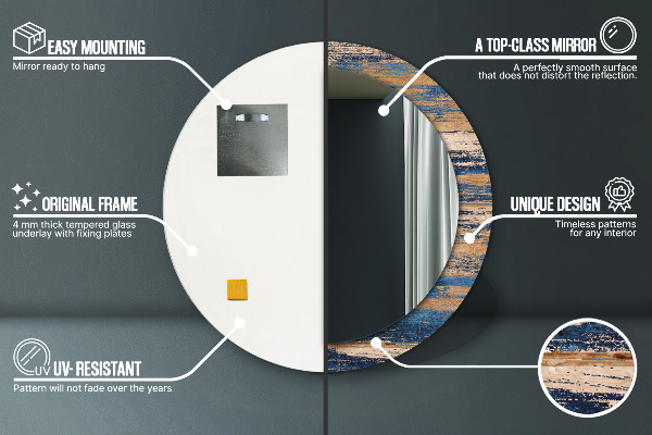 Specchio tondo decoro Legno astratto