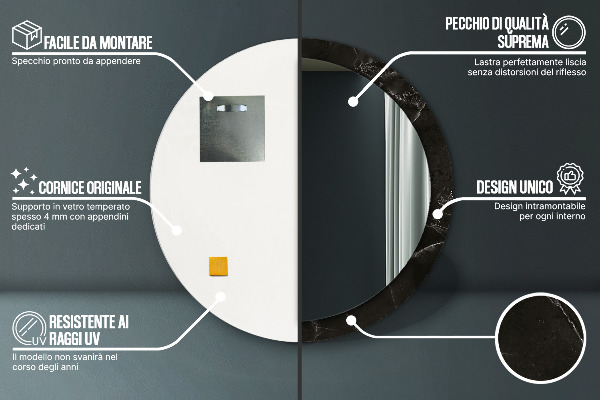 Specchio tondo decoro Pietra di marmo